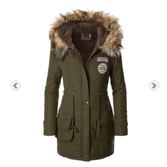 Warm Jacket Jackets & Blazers - ⛄️ 4 MONTH OLD OLIVE GREEN HOODED PARKA COAT XXL